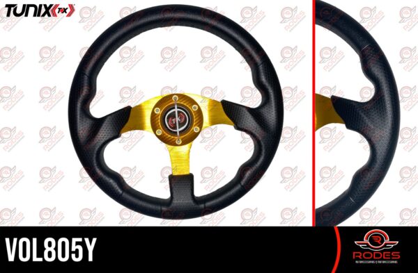 VOL805Y VOLANTE DEPORTIVO NEGRO AMARILLO
