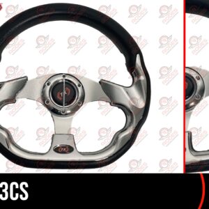 VOL823CS VOLANTE DEPORTIVO NEGRO CROMADO PLATA